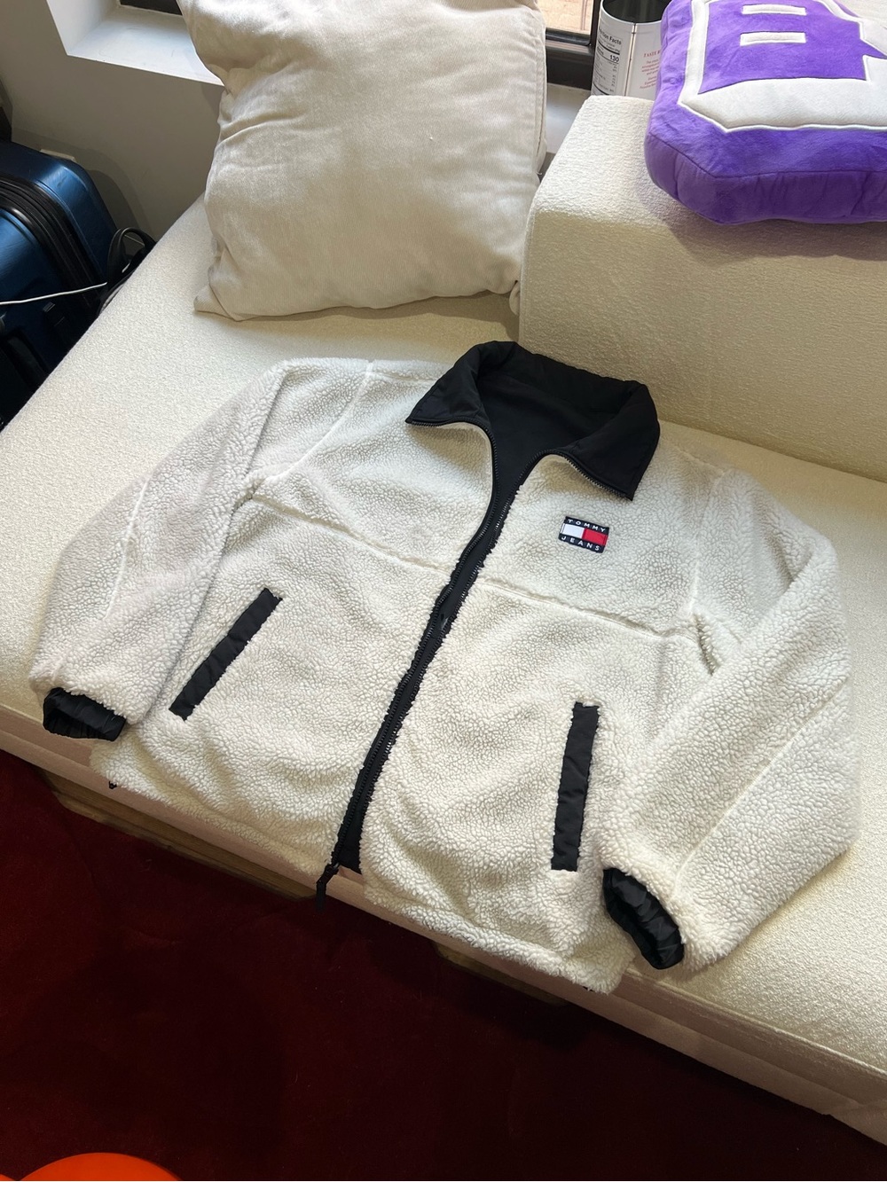 Tommy Jeans Reversible Sherpa Jacket – Black/Cream